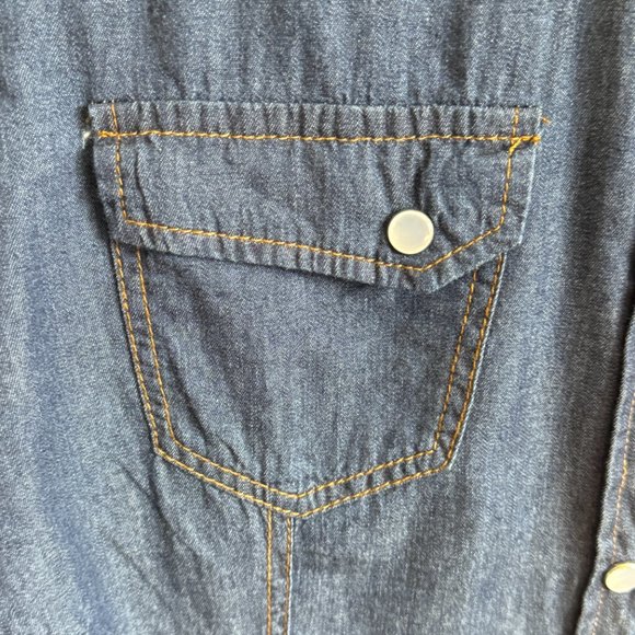 NEW! Plus Denim Style Western Shirt - Picture 3 of 7